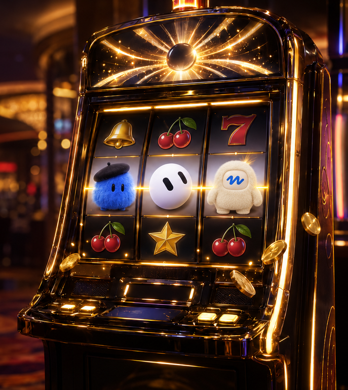 A slot machine with dots, Grok Bot and Muse on the reels: ask your AI if the machine's worth playing
